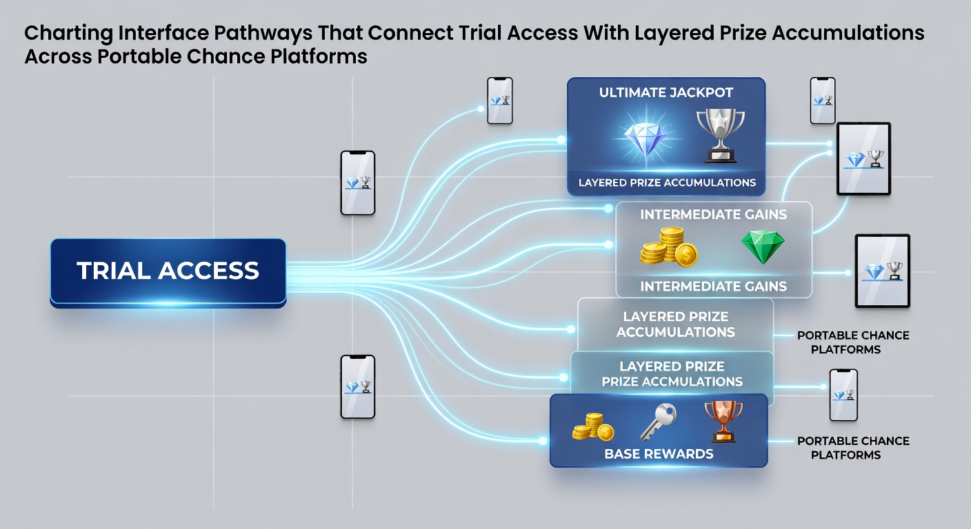 Mobile device displaying slot game interface with trial mode transitioning to real money play and prize indicators