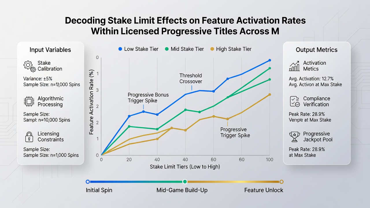 Analytics dashboard displaying feature activation rates segmented by stake level on mobile progressive titles