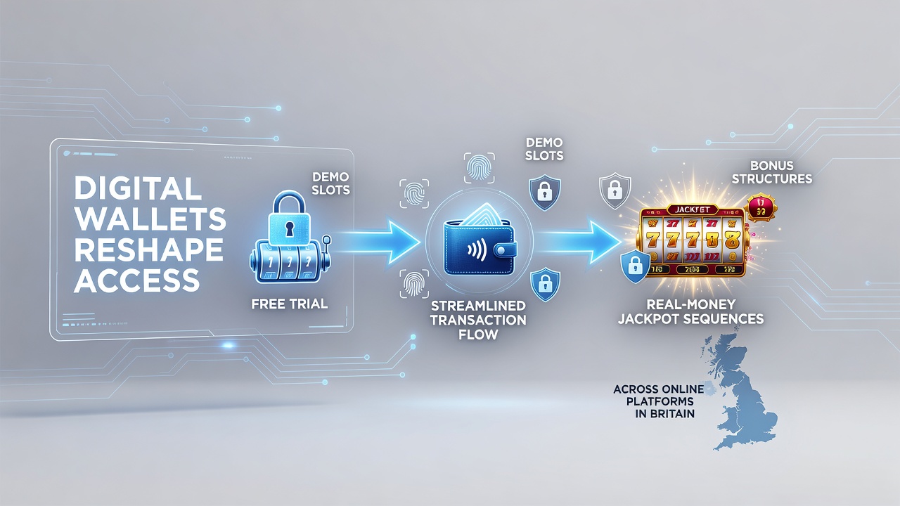 Digital wallet interface showing seamless transition from demo slots to real-money play on a British online platform