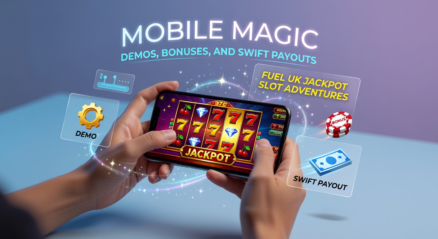 A vibrant mobile screen displaying a jackpot slot game with spinning reels and glowing bonus symbols, capturing the excitement of on-the-go play