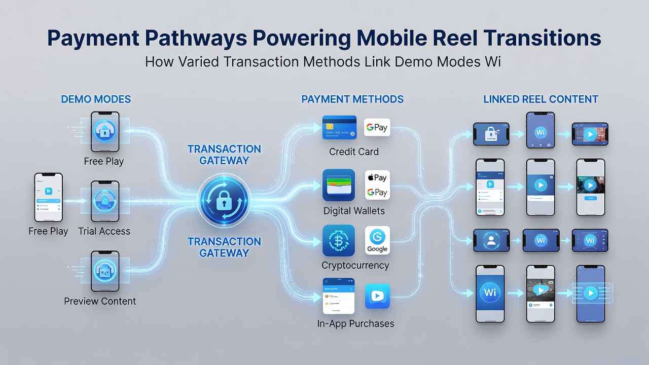 Infographic illustrating payment flows from demo play through bonus activation to jackpot progression in mobile slots