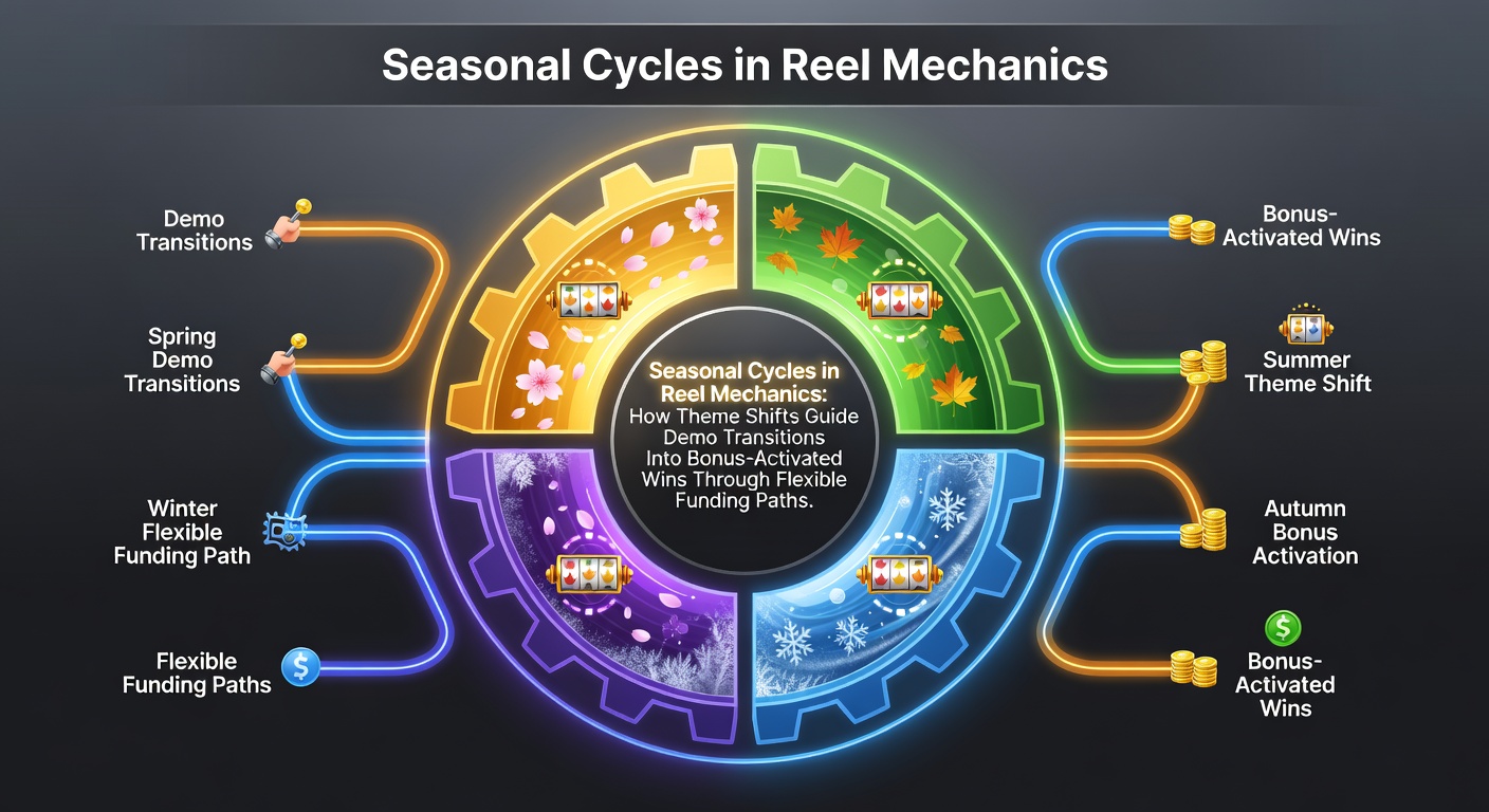 Seasonal reel mechanics showing autumn-themed symbols transitioning into bonus features on a slot interface